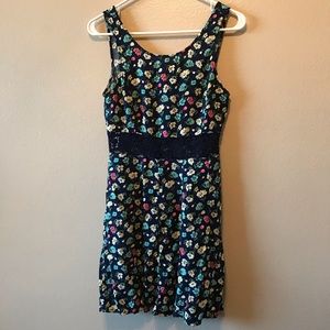 Forever 21 floral dress with lace cut-out